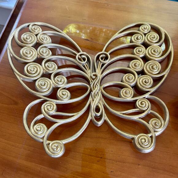 Mid Century Modern Burlwood Butterfly Wall Art Set of 2 - Picture 4 of 16